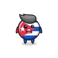 the shocked face of the cute cuba flag badge mascot vector