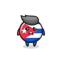 disappointed expression of the cuba flag badge cartoon vector