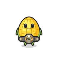 the MMA fighter corn mascot with a belt vector