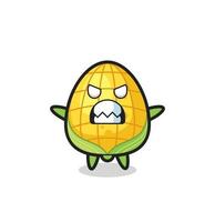 wrathful expression of the corn mascot character vector