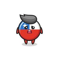 disappointed expression of the chile flag badge cartoon vector