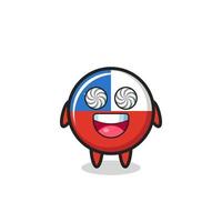 cute chile flag badge character with hypnotized eyes vector