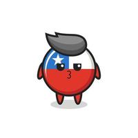 the bored expression of cute chile flag badge characters vector