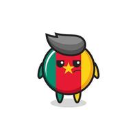 cute cameroon flag badge character with suspicious expression vector