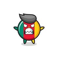 wrathful expression of the cameroon flag badge mascot character vector