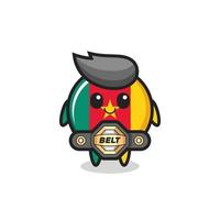 the MMA fighter cameroon flag badge mascot with a belt vector