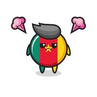 annoyed expression of the cute cameroon flag badge cartoon character vector