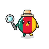 cameroon flag badge detective character is analyzing a case vector