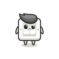 the mascot of the light switch with skeptical face vector