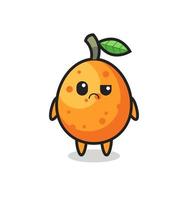 la mascota del kumquat con cara escéptica vector