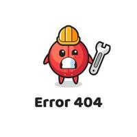 error 404 con la linda mascota de la pelota de cricket vector