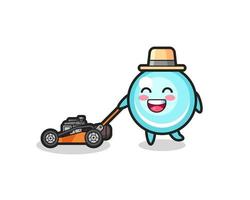 illustration of the bubble character using lawn mower vector