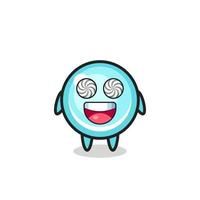 cute bubble character with hypnotized eyes vector