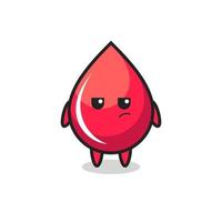 cute blood drop character with suspicious expression vector