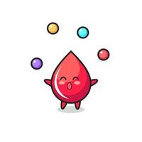 the blood drop circus cartoon juggling a ball vector