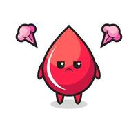 annoyed expression of the cute blood drop cartoon character vector