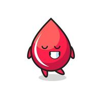 blood drop cartoon illustration with a shy expression vector