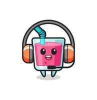 Cartoon mascot of strawberry juice as a customer service vector