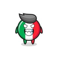 expresión malvada de la bandera de italia personaje de mascota linda vector