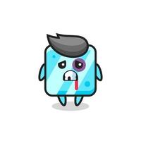 injured ice cube character with a bruised face vector