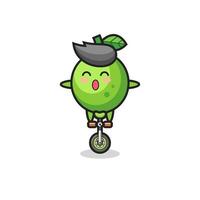 The cute lime character is riding a circus bike vector