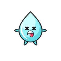 character of the cute water drop with dead pose vector