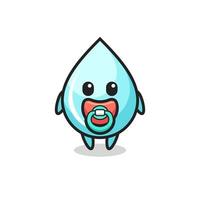 baby water drop cartoon character with pacifier vector