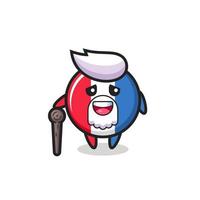 cute france flag badge grandpa is holding a stick vector