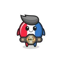 the MMA fighter france flag badge mascot with a belt vector