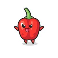 naughty red bell pepper character in mocking pose vector