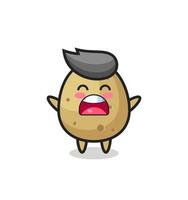 cute potato mascot with a yawn expression vector