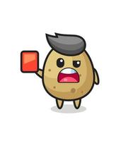 potato cute mascot as referee giving a red card vector