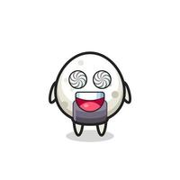 cute onigiri character with hypnotized eyes vector