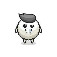 cute rice ball mascot with an optimistic face vector