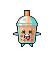 character of the cute bubble tea with dead pose vector