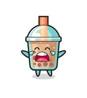 the illustration of crying bubble tea cute baby vector