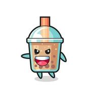 bubble tea cartoon with very excited pose vector