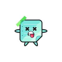 character of the cute blue sticky notes with dead pose vector