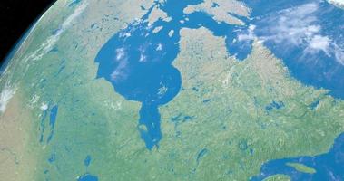 Hudson Bay in planet earth, aerial view from outer space video