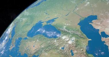 Sea of Azov in planet earth, aerial view from outer space video