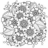 Adorno decorativo de flores mehndi en estilo étnico oriental vector