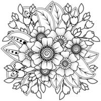 Adorno decorativo de flores mehndi en estilo étnico oriental vector