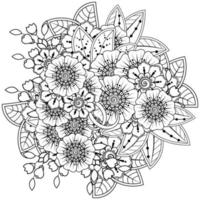 Adorno decorativo de flores mehndi en estilo étnico oriental vector