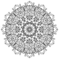 Circular pattern in the form of mandala with flower for henna vector