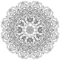 Circular pattern in the form of mandala with flower for henna vector