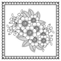 Adorno decorativo de flores mehndi en estilo étnico oriental vector