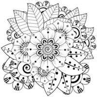 Adorno decorativo de flores mehndi en estilo étnico oriental vector