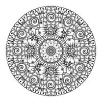 Circular pattern in the form of mandala with flower for henna vector