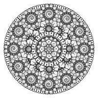 patrón circular en forma de mandala con flor para henna vector