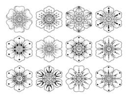 Circular pattern in the form of mandala with flower for henna vector